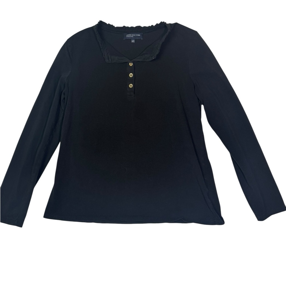 Jones‎ New York Black Long Sleeve Blouse